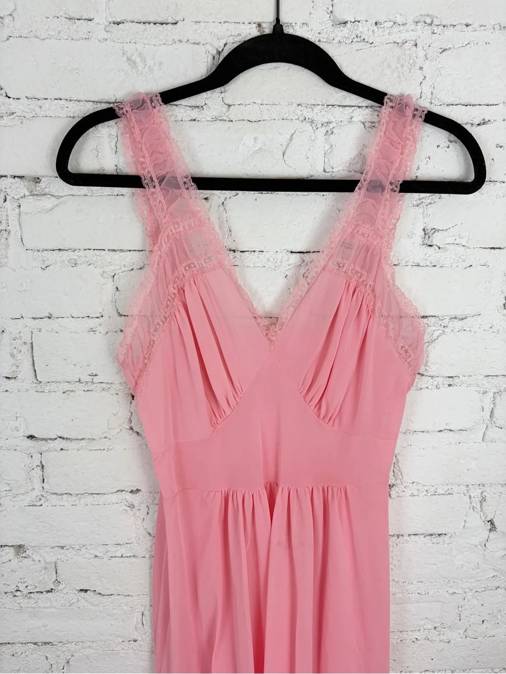 Vintage 50s Luxite by Holeproof Nylon Pink Maxi Slip Nightie Lingerie Dress 34 - Picture 10 of 15